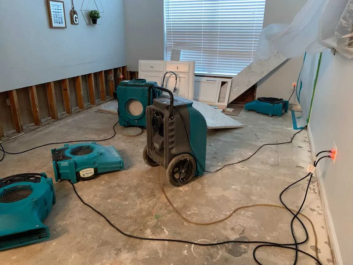Dehumidifier in flood-cut room for Water Extraction & Removal in Milton